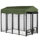 Kennel per  Cani da Esterno 244x122x183 cm in Acciaio e Tessuto Oxford Verde-1