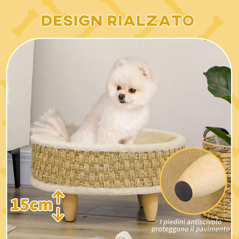 Cuccia per Cani e Gatti Ø48x24,5 cm con Cuscino in Truciolato Beige-7