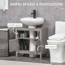 Mobile Sotto Lavabo Bagno 1 Ripiano 2 Ante 60x30x60 cm in Legno Grigio-5