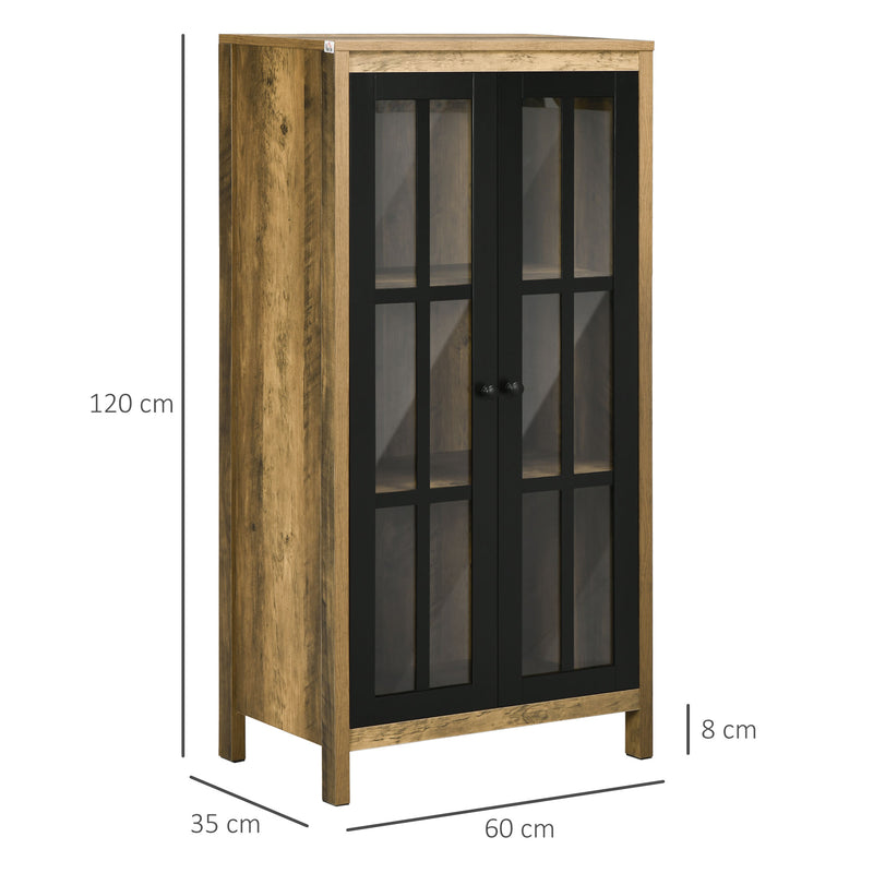 Credenza 2 Ante in Vetro 60x35x120 cm in Legno Truciolare Marrone-3