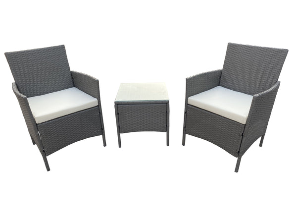 Set Salotto da Giardino 2 Sedie 1 Tavolino in Rattan Sintetico Grigio prezzo