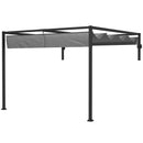 Pergola Gazebo  con Tettuccio Retrattile e Fori di Drenaggio 3x4m in Acciaio e Poliestere Grigio-1