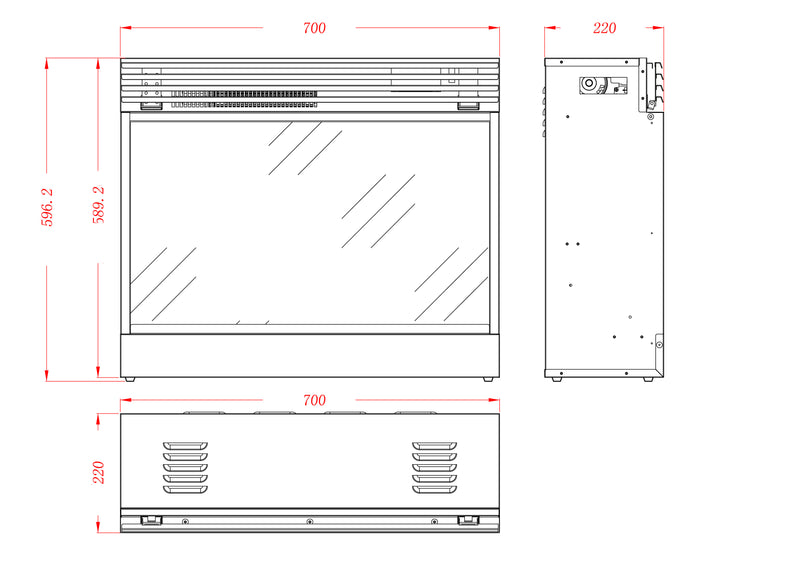 Camino Elettrico da Incasso 59,62x70x22 cm Effetto Fiamma 1950W Mirabella-2