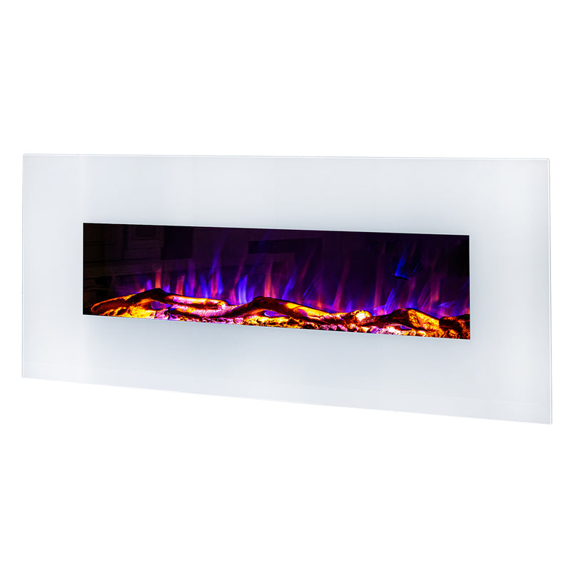 Camino Elettrico da Pavimento 55x128x14 cm Effetto Fiamma 1500W Madrid Led-1