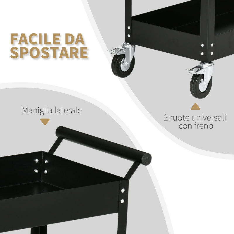 Carrello Porta Attrezzi Utensili da Lavoro 84,5x38x84 cm in Acciaio Nero-5