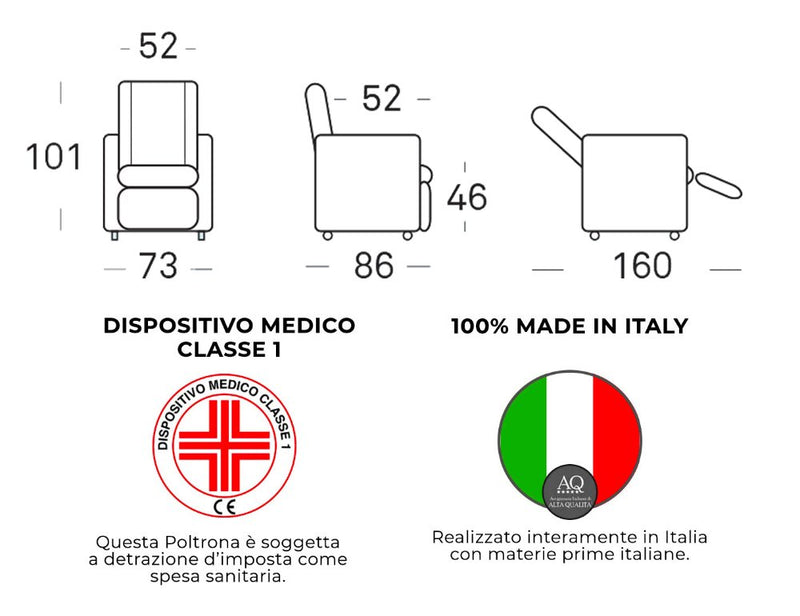 Poltrona Alzapersona Elettrica 2 Motori 73x101x86 cm Adele in Microfibra Dispositivo Medico 1 Grigio-5