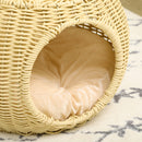 Cuccia Casetta per Gatti Ø40x30 cm in Rattan PE Beige-9