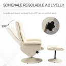 Poltrona Relax Reclinabile con Pouf Poggiapiedi 80x69x110 cm in Similpelle Crema-2