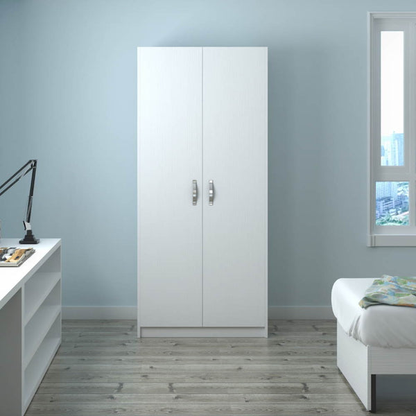 acquista Armoire 210x91X52 cm 2 portes en frêne blanc