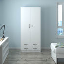 Armadio210x91X52 cm 2 ante e 2 cassetti bianco frassinato-1