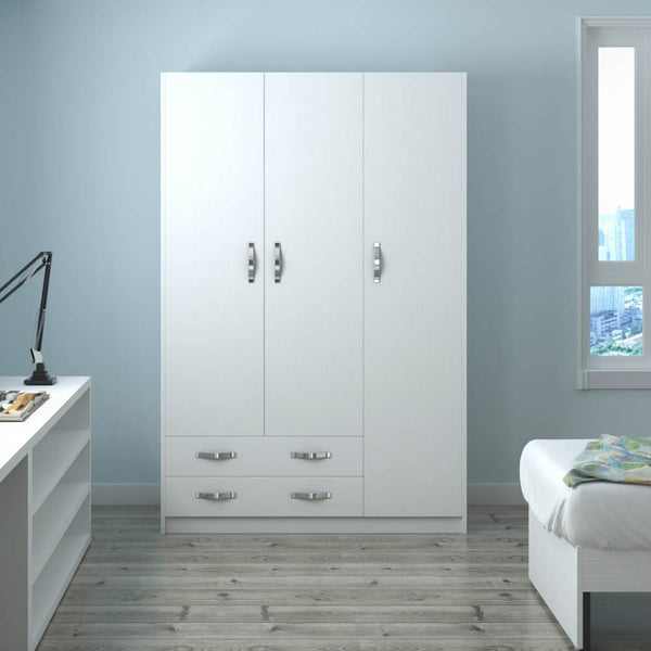 Armoire 210x135x52 cm avec 3 portes et 2 tiroirs en frêne blanc prezzo