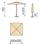 Ombrellone da Giardino 2x2m Palo in Alluminio Tessuto Olefin Trend Grigio-5