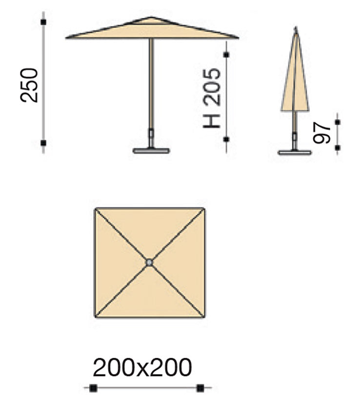 Ombrellone da Giardino 2x2m Palo in Alluminio Tessuto Poliestere Trend Antracite-5