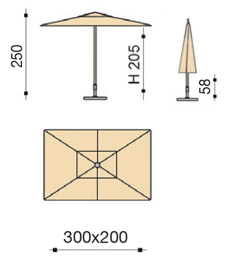 Ombrellone da Giardino 3x2m Palo in Alluminio Tessuto Poliestere Trend Ecru-4