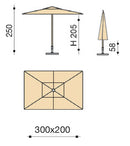 Ombrellone da Giardino 3x2m Palo in Alluminio Tessuto Poliestere Trend Antracite-4