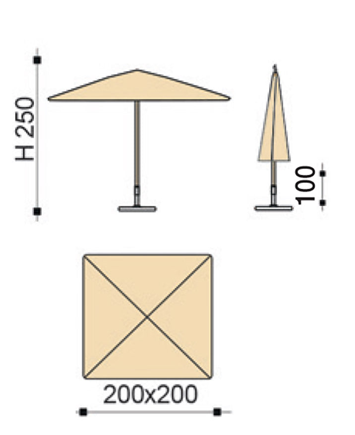 Ombrellone da Giardino 2x2m Palo in Alluminio Tessuto Dralon Acrilico Border Taupe-5