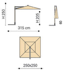 Ombrellone da Giardino Decentrato 2,5x2,5m Palo in Alluminio Effetto Legno Tessuto Olefin Trend Wood Nero-5