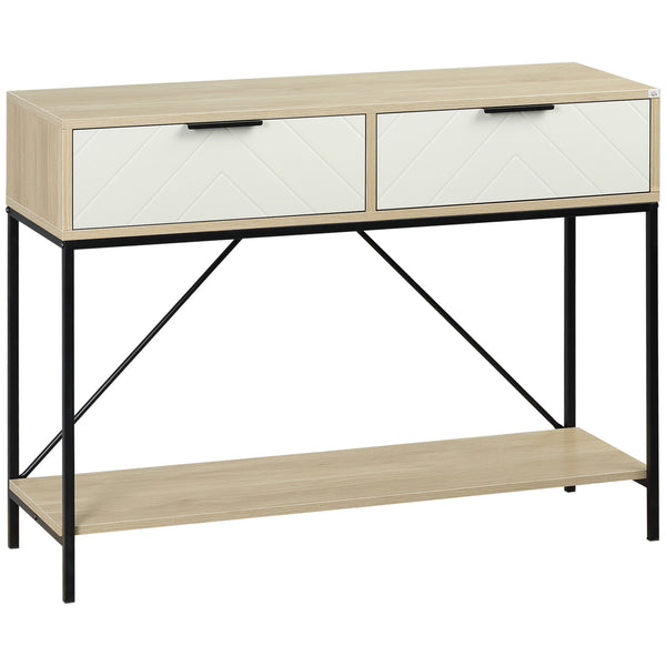 Console d'entrée avec 2 tiroirs et étagère inférieure 100x33,5x76,5 cm en aggloméré MDF et acier prezzo