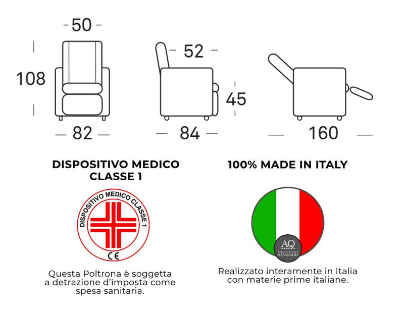 Poltrona Alzapersona Elettrica 2 Motori 82x108x84 cm Baila in Microfibra Dispositivo Medico 1 Grigio Scuro-4