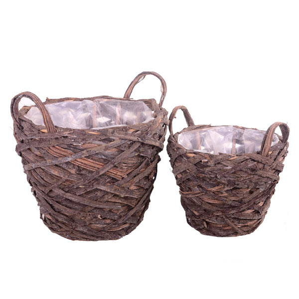 online Set 2 Cesti in Materiale Naturale con Manici H 26 cm