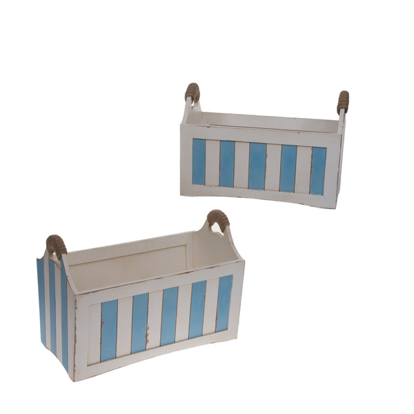 Set 2 Cassette in Legno con Manici Misure 48x26x34 cm online