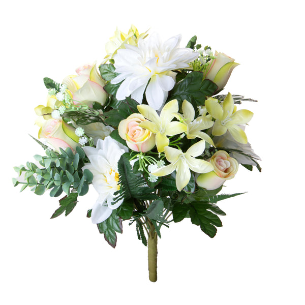 Lot de 2 bouquets artificiels de dahlias blancs et jaunes online