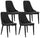 Lot de 4 Chaises 47x45x46 cm en Simili Cuir Noir