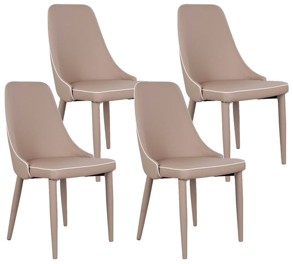 acquista Lot de 4 chaises d'intérieur 47x45x46 cm en simili cuir gris tourterelle