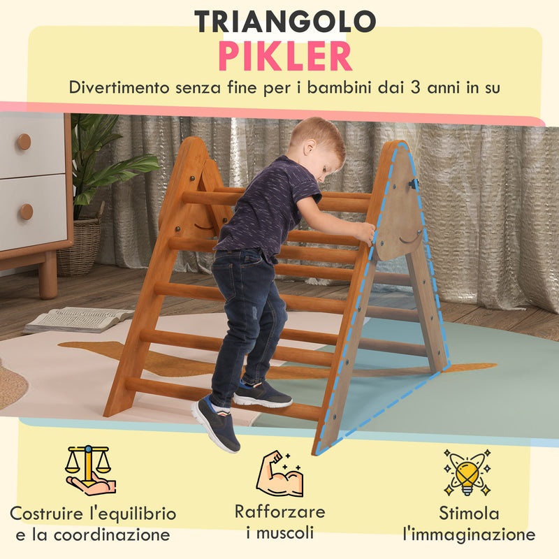 Triangolo da Arrampicata Pieghevole per Bambini 90x64x70 cm in Legno di Faggio Marrone chiaro-4