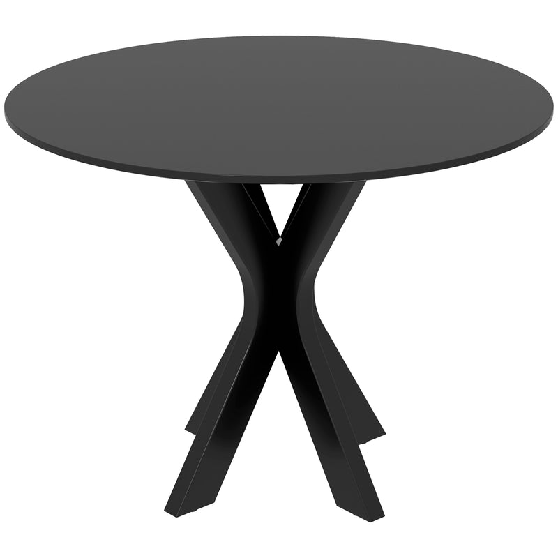 Tavolo da Pranzo Moderno Rotondo per 4 Persone Ø100x75 cm in Acciaio e MDF Nero-1