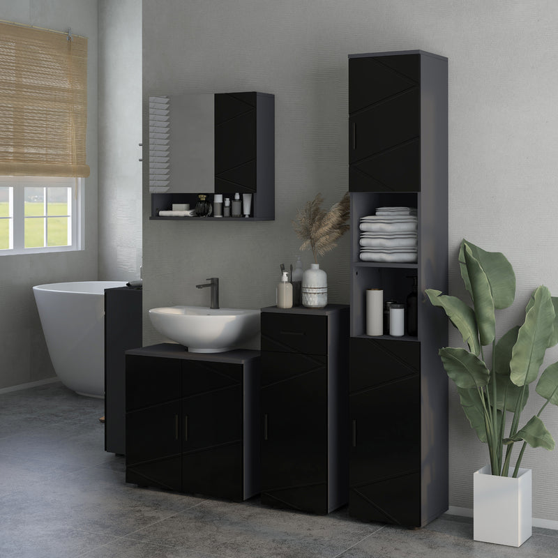 Mobile Sotto Lavabo Bagno per Piedistallo 60x30x60 cm in Legno Truciolare Nero-7