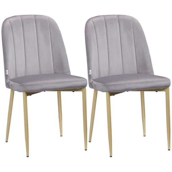 acquista Lot de 2 Chaises Rembourrées 48x59x89 cm en Velours et Gris Acier et Or