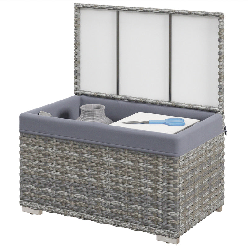 Baule da Giardino 76x45x48 cm in Rattan PE Grigio-1