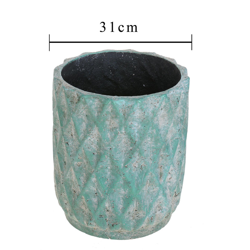 Vaso Cachepot in Ceramica con Trama a Rombi Larghezza 31 cm-2