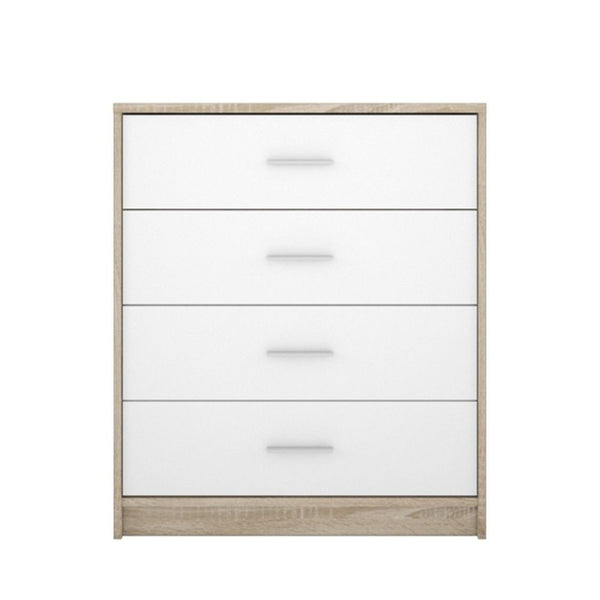 sconto Commode Nepo 4 tiroirs 80 cm chêne sonoma blanc