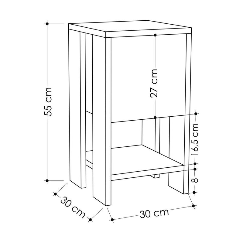 Comodino Ema antracite anta ribalta 30x30x55h cm-4