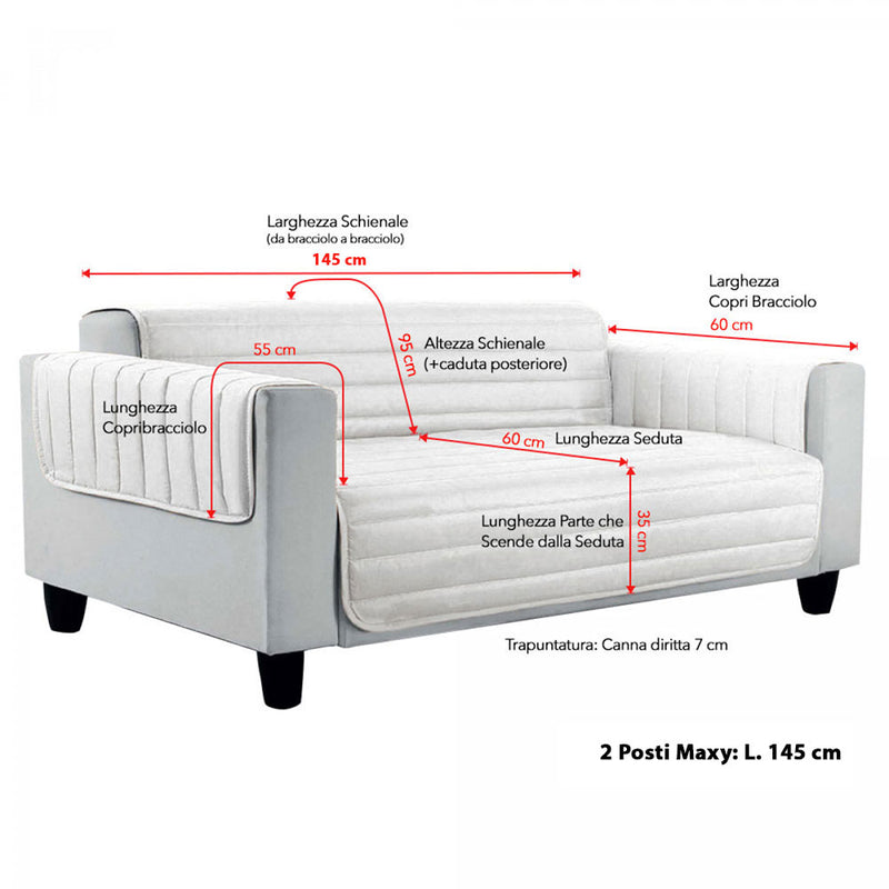 Copridivano Trapuntato in Microfibra Doubleface Royal/Grigio 2 Posti Maxy -2