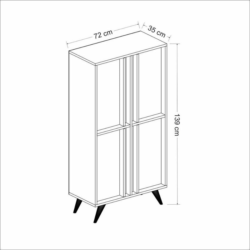 Credenza alta Rilla 4 ante antracite noce 72x139 cm-5