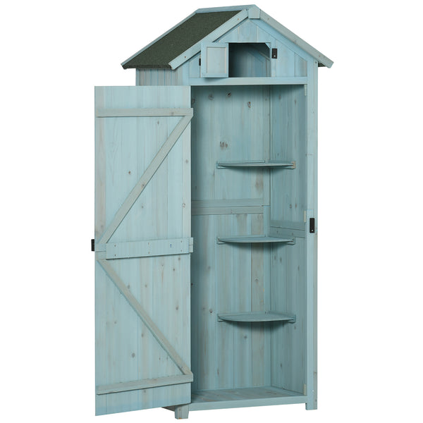 Casetta Box da Giardino Porta Attrezzi 77x54,2x179 cm 3 Ripiani  in Legno Blu online