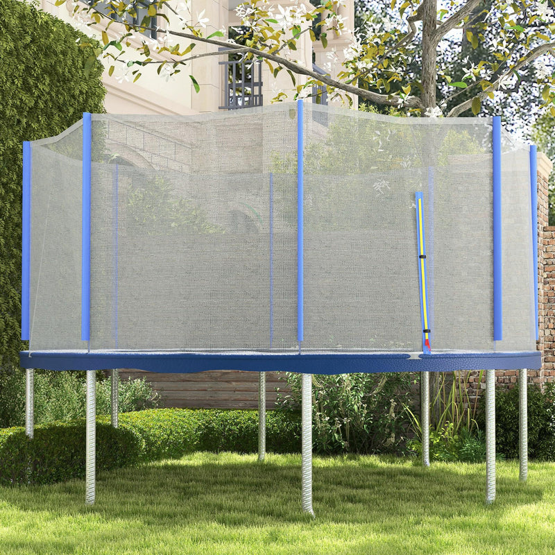 Rete di Protezione per Trampolini a 6 Pali con Ingresso con Cerniera Ø366x180 cm in PE Nero e Blu-2