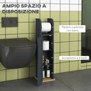 Mobiletto Bagno 1 Anta con Barra 20x20x80 cm in MDF e Truciolato Grigio-4