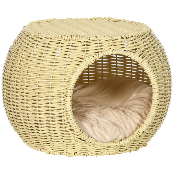 prezzo Cuccia Casetta per Gatti Ø40x30 cm in Rattan PE Beige