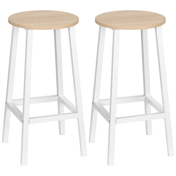 Lot de 2 tabourets de cuisine avec plateau lisse et repose-pieds 32,5x32,5x65 cm en aggloméré et acier blanc prezzo