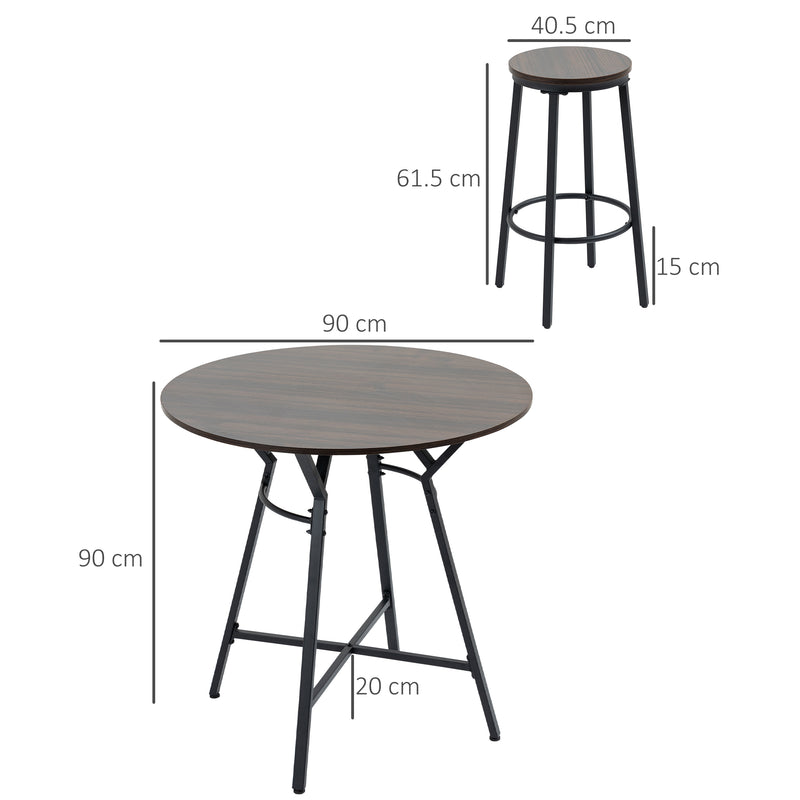 Set da Pranzo Tavolo e 4 Sgabelli in Legno Truciolare e Acciaio Noce-3