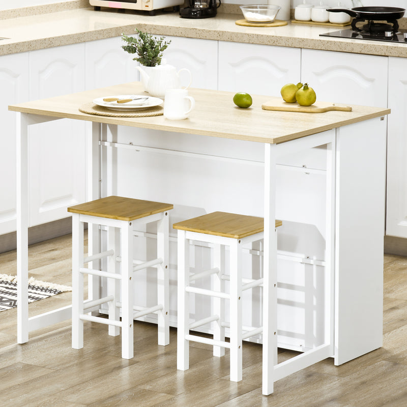 Isola da Cucina con Piano a Ribalta 116x79,5x91 cm in MDF Bianco e Legno Naturale-6