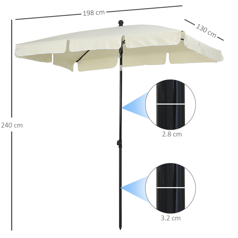 Ombrellone da Giardino in Alluminio 2x1.25m Inclinabile Crema -3