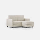 Divano 2 Posti con Pouf 158x145x85 cm Karay in Tessuto Latte-1