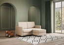 Divano 2 Posti con Pouf 138x155x85 cm Karay in Tessuto Beige-3