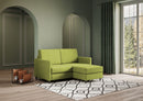 Divano 2 Posti con Pouf 158x145x85 cm Karay in Tessuto Verde-3