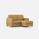 Divano 2 Posti con Pouf 138x155x85 cm Karay in Tessuto Ocra-1